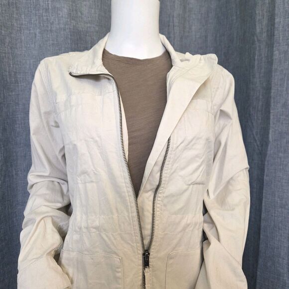 GAP Utility Jacket Women's S Ivory Cotton Cinched Waist - Picture 14 of 14